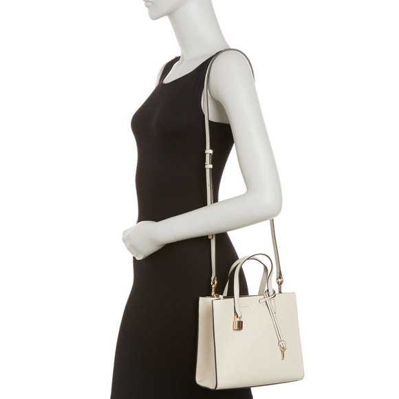MARC JACOBS Mini Tote Grind Coated Leather Peach Whip Top Handle Shoulder Strap - Picture 3 of 7
